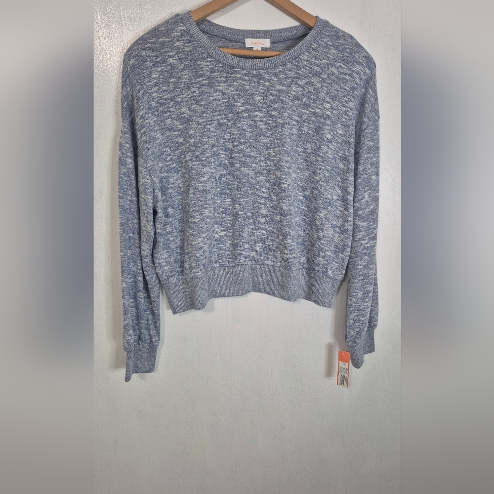 colsie Blue Marled Sweater Top Womens Size XL